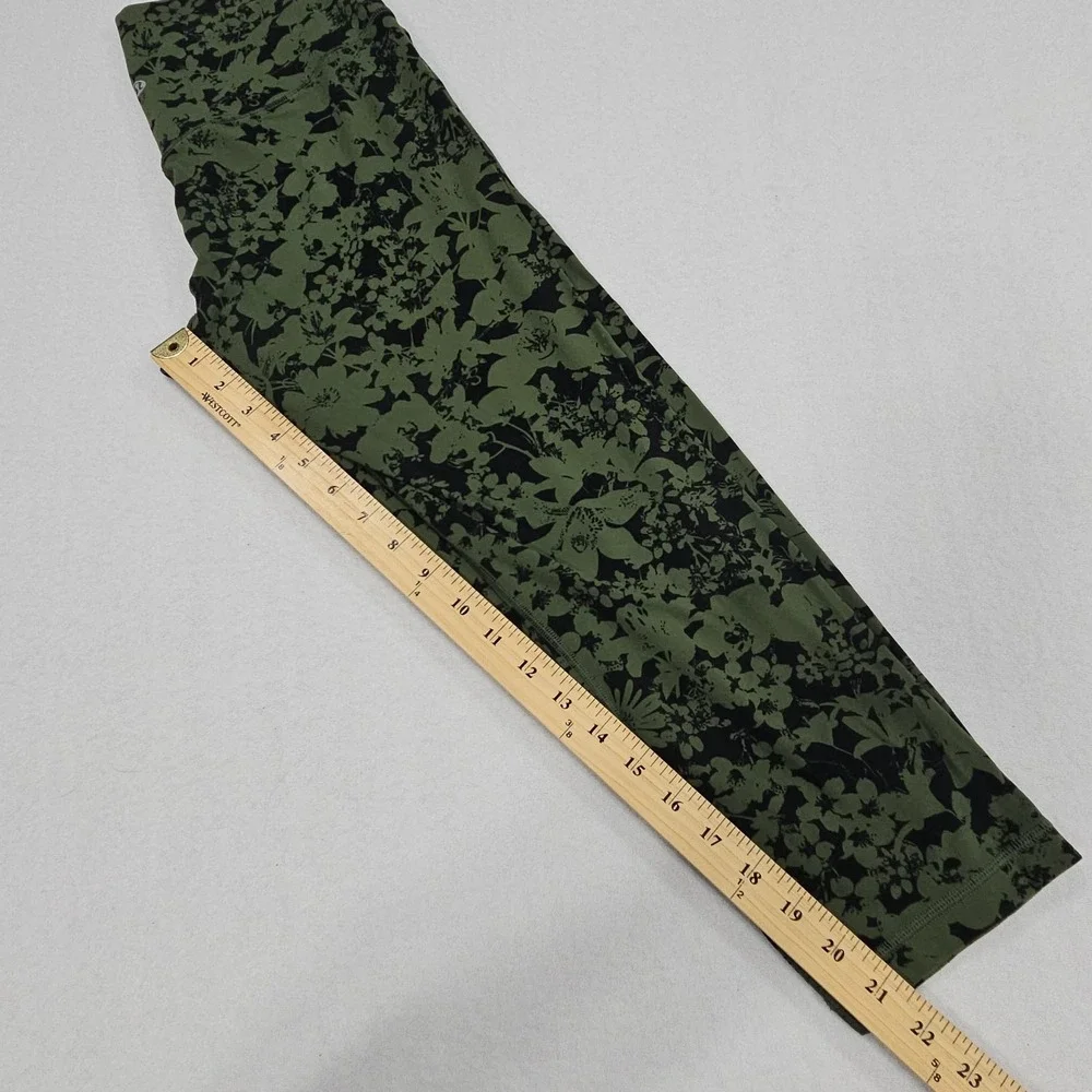 Lululemon Align High Rise Crop Womens 8 Efflorescent Barracks Green Black Yoga